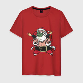 Мужская футболка хлопок с принтом Злой Санта с пулемётами в Кировске, 100% хлопок | прямой крой, круглый вырез горловины, длина до линии бедер, слегка спущенное плечо. | 