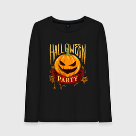 Женский лонгслив хлопок с принтом HALLOWEEN PARTY в Кировске, 100% хлопок |  | halloween | party | вечеринка | ночь | тыква | ужас | хэллоуин | хэлоуин