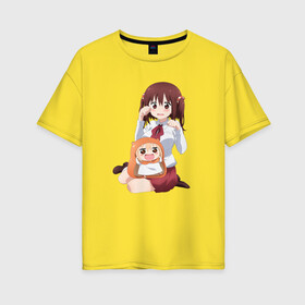 Женская футболка хлопок Oversize с принтом Himouto! Umaru-chan в Кировске, 100% хлопок | свободный крой, круглый ворот, спущенный рукав, длина до линии бедер
 | Тематика изображения на принте: anime himouto | anime umaru | himoto | himouto | himouto umaru | himouto umaru chan | umaru | umaru chan | аниме | аниме умару | аниме химото | двуличная сестренка умару | умару | химото | химото умару тян