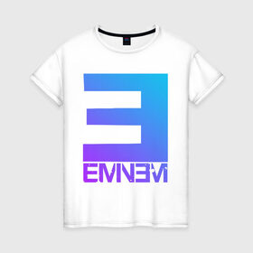 Женская футболка хлопок с принтом EMINEM в Кировске, 100% хлопок | прямой крой, круглый вырез горловины, длина до линии бедер, слегка спущенное плечо | eminem | rap | актёр | американский рэпер | композитор | маршалл | продюсер | рэп | рэпер | эминем