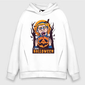 Мужское худи Oversize хлопок с принтом I hate halloween в Кировске, френч-терри — 70% хлопок, 30% полиэстер. Мягкий теплый начес внутри —100% хлопок | боковые карманы, эластичные манжеты и нижняя кромка, капюшон на магнитной кнопке | bat | bats | clerc | human | killer | pumpkin | vampire | zombie | вампир | вурдалак | зомби | интроверт | кладбище | клерк | летучие мыши | мерч | не наш праздник | ненавижу | ненависть | тыква | тыквенная голова | убил | хеллоуи