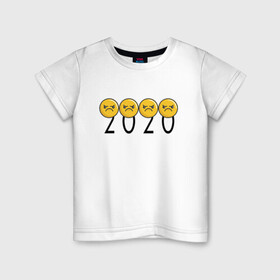 Детская футболка хлопок с принтом 2020 (Z) в Кировске, 100% хлопок | круглый вырез горловины, полуприлегающий силуэт, длина до линии бедер | 2020 | 2020 год | 2020год | emoji | smail | smile | the end | апокалипсис | взрыв | год | конец света | мордочка | негатив | рожица | смаил | смайл | улыбка | эмоджи | ядерный взрыв