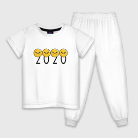 Детская пижама хлопок с принтом 2020 (Z) в Кировске, 100% хлопок |  брюки и футболка прямого кроя, без карманов, на брюках мягкая резинка на поясе и по низу штанин
 | 2020 | 2020 год | 2020год | emoji | smail | smile | the end | апокалипсис | взрыв | год | конец света | мордочка | негатив | рожица | смаил | смайл | улыбка | эмоджи | ядерный взрыв