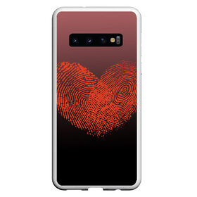 Чехол для Samsung Galaxy S10 с принтом Сердце из отпечатков пальцев в Кировске, Силикон | Область печати: задняя сторона чехла, без боковых панелей | влюбленные | вместе | градиент | линии судьбы | любовь | он и она | отпечатки пальцев | пальчики | признание | сердце | следы