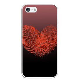 Чехол для iPhone 5/5S матовый с принтом Сердце из отпечатков пальцев в Кировске, Силикон | Область печати: задняя сторона чехла, без боковых панелей | влюбленные | вместе | градиент | линии судьбы | любовь | он и она | отпечатки пальцев | пальчики | признание | сердце | следы