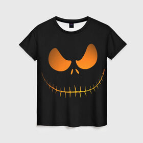 Женская футболка 3D с принтом Зловещая улыбка в Кировске, 100% полиэфир ( синтетическое хлопкоподобное полотно) | прямой крой, круглый вырез горловины, длина до линии бедер | halloween | злая улыбка | праздник | страшный праздник | хэллоуин