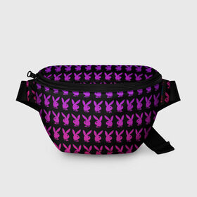 Поясная сумка 3D с принтом playboy в Кировске, 100% полиэстер | плотная ткань, ремень с регулируемой длиной, внутри несколько карманов для мелочей, основное отделение и карман с обратной стороны сумки застегиваются на молнию | black | pink | playboy | violet | плейбой | розовый | фиолетовый. | черный