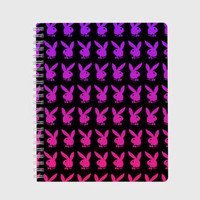 Тетрадь с принтом playboy в Кировске, 100% бумага | 48 листов, плотность листов — 60 г/м2, плотность картонной обложки — 250 г/м2. Листы скреплены сбоку удобной пружинной спиралью. Уголки страниц и обложки скругленные. Цвет линий — светло-серый
 | Тематика изображения на принте: black | pink | playboy | violet | плейбой | розовый | фиолетовый. | черный