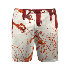 Мужские шорты спортивные с принтом Стекающая кровь в Кировске,  |  | Тематика изображения на принте: 2020 | blood | halloween | капли | кровавый | кровь | пятна | следы | стекающая | хэллоуин | хэлоуин