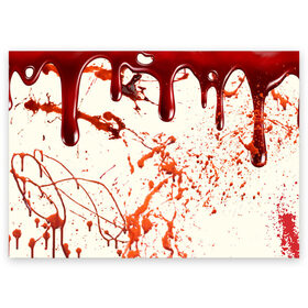 Поздравительная открытка с принтом Стекающая кровь в Кировске, 100% бумага | плотность бумаги 280 г/м2, матовая, на обратной стороне линовка и место для марки
 | Тематика изображения на принте: 2020 | blood | halloween | капли | кровавый | кровь | пятна | следы | стекающая | хэллоуин | хэлоуин