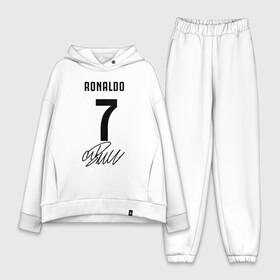 Женский костюм хлопок Oversize с принтом CRISTIANO RONALDO АВТОГРАФ в Кировске,  |  | cristiano ronaldo | fc juventus | juventus | криштиану роналду. | фк ювентус | футбол | футбольный клуб | ювентус