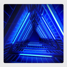 Магнитный плакат 3Х3 с принтом Неоновый тоннель в Кировске, Полимерный материал с магнитным слоем | 9 деталей размером 9*9 см | неон | неоновый тоннель | тоннель | треугольник | треугольный коридор | фантастический тоннель