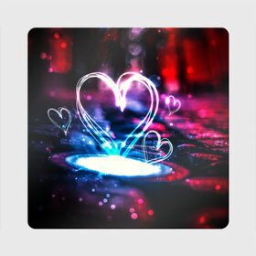 Магнит виниловый Квадрат с принтом Неоновое сердце в Кировске, полимерный материал с магнитным слоем | размер 9*9 см, закругленные углы | любовь | неоновое сердце | неоновые сердечки | сердечки | сердце