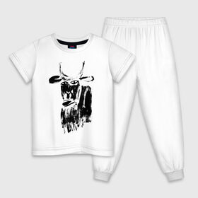 Детская пижама хлопок с принтом бык нарисованный в Кировске, 100% хлопок |  брюки и футболка прямого кроя, без карманов, на брюках мягкая резинка на поясе и по низу штанин
 | 2021 | бык | год быка | год коровы | новый год | символ года