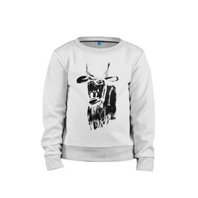 Детский свитшот хлопок с принтом бык нарисованный в Кировске, 100% хлопок | круглый вырез горловины, эластичные манжеты, пояс и воротник | 2021 | бык | год быка | год коровы | новый год | символ года