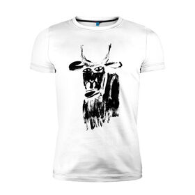 Мужская футболка хлопок Slim с принтом бык нарисованный в Кировске, 92% хлопок, 8% лайкра | приталенный силуэт, круглый вырез ворота, длина до линии бедра, короткий рукав | 2021 | бык | год быка | год коровы | новый год | символ года