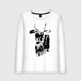 Женский лонгслив хлопок с принтом бык нарисованный в Кировске, 100% хлопок |  | 2021 | бык | год быка | год коровы | новый год | символ года