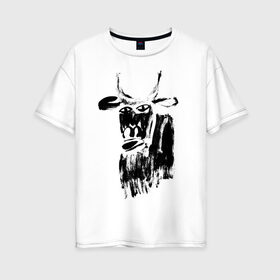 Женская футболка хлопок Oversize с принтом бык нарисованный в Кировске, 100% хлопок | свободный крой, круглый ворот, спущенный рукав, длина до линии бедер
 | 2021 | бык | год быка | год коровы | новый год | символ года