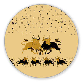 Коврик для мышки круглый с принтом год быка в Кировске, резина и полиэстер | круглая форма, изображение наносится на всю лицевую часть | 2021 | бык | год быка | год коровы | новый год | символ года