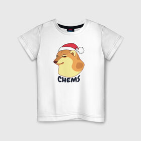 Детская футболка хлопок с принтом Новогодний Чимс в Кировске, 100% хлопок | круглый вырез горловины, полуприлегающий силуэт, длина до линии бедер | chemps | chems | doge | dogo | дог | доге | доке и чимс | чимс | чимс доге