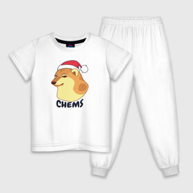 Детская пижама хлопок с принтом Новогодний Чимс в Кировске, 100% хлопок |  брюки и футболка прямого кроя, без карманов, на брюках мягкая резинка на поясе и по низу штанин
 | chemps | chems | doge | dogo | дог | доге | доке и чимс | чимс | чимс доге