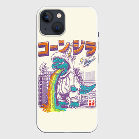 Чехол для iPhone 13 с принтом Годзилла Единорог в Кировске,  |  | city | disaster | godzilla | heli | helicopter | japan | japanese | kaiju | rainbow | town | unicorn | аниме | атакует | в стиле | вертолет | город | единорог | кайдзю | катастрофа | костюм единорога | нападение | прикол | радуга | ретро | стил