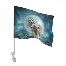 Флаг для автомобиля с принтом Волки альбиносы в Кировске, 100% полиэстер | Размер: 30*21 см | альбинос | волк | волки | волчата | волчонок | зверь