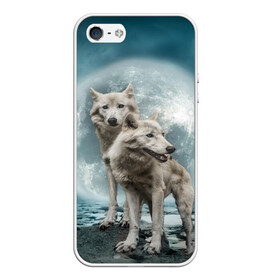 Чехол для iPhone 5/5S матовый с принтом Волки альбиносы в Кировске, Силикон | Область печати: задняя сторона чехла, без боковых панелей | альбинос | волк | волки | волчата | волчонок | зверь