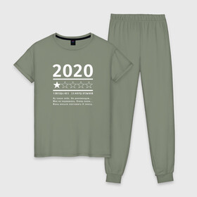 Женская пижама хлопок с принтом Отзывы на 2020 в Кировске, 100% хлопок | брюки и футболка прямого кроя, без карманов, на брюках мягкая резинка на поясе и по низу штанин | 2020 | covid | covid 19 | ковид | коронавирус | пандемия