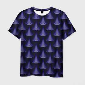 Мужская футболка 3D с принтом Scales в Кировске, 100% полиэфир | прямой крой, круглый вырез горловины, длина до линии бедер | abstraction | illusion | pattern | purple | scales | shapes | shimmer | texture | waves | абстракция | волны | иллюзия | паттерн | переливаеться | текстура | фиолетовый | формы | чешуя