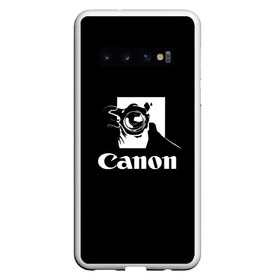 Чехол для Samsung Galaxy S10 с принтом Canon в Кировске, Силикон | Область печати: задняя сторона чехла, без боковых панелей | canon | кэнон | линза | снимок | фото | фотоаппарат | фотограф | фотографер | фотография | фоточки