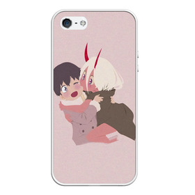 Чехол для iPhone 5/5S матовый с принтом ZERO TWO AND HIRO CUTE в Кировске, Силикон | Область печати: задняя сторона чехла, без боковых панелей | anime | children | kiss | waifu | zero two | аниме | аска | вайфу | герой | дети | евангелион | зеро ту | любимый во франксе | манга | отаку | поцелуй | хиро