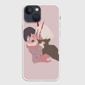 Чехол для iPhone 13 mini с принтом ZERO TWO AND HIRO CUTE в Кировске,  |  | anime | children | kiss | waifu | zero two | аниме | аска | вайфу | герой | дети | евангелион | зеро ту | любимый во франксе | манга | отаку | поцелуй | хиро