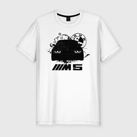 Мужская футболка хлопок Slim с принтом BMW M5 E39 в Кировске, 92% хлопок, 8% лайкра | приталенный силуэт, круглый вырез ворота, длина до линии бедра, короткий рукав | bmw | bmw5series | bmwe39 | m5 | mperformance | mpower