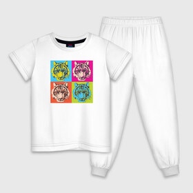 Детская пижама хлопок с принтом Тигр поп-арт в Кировске, 100% хлопок |  брюки и футболка прямого кроя, без карманов, на брюках мягкая резинка на поясе и по низу штанин
 | 