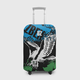 Чехол для чемодана 3D с принтом Узбекистан в Кировске, 86% полиэфир, 14% спандекс | двустороннее нанесение принта, прорези для ручек и колес | eagle | flag | raster | republic | uzbekistan | орел | растр | республика | узбекистан | флаг