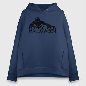 Женское худи Oversize хлопок с принтом Halloween в Кировске, френч-терри — 70% хлопок, 30% полиэстер. Мягкий теплый начес внутри —100% хлопок | боковые карманы, эластичные манжеты и нижняя кромка, капюшон на магнитной кнопке | 31 октября | halloween | halowen | ведьма | день всех святых | джек | костюм | кровь | лого | монстр | надпись | праздник | приведение | призрак | светильник | символ | страшная | тыква | ужасы | хеллоуин | хеллуин