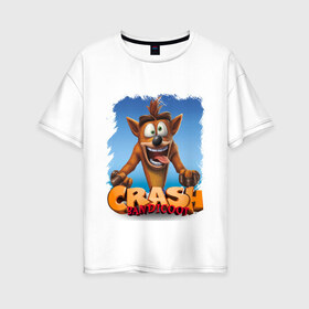 Женская футболка хлопок Oversize с принтом Crash Bandicoot Red Logo (Z) в Кировске, 100% хлопок | свободный крой, круглый ворот, спущенный рукав, длина до линии бедер
 | aku aku | bandicoot | cortex | crash | crash bandicoot | dr. neo cortex | naughty dog | tornado spin | бандикут | кортекс | крэш | тавна