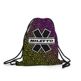 Рюкзак-мешок 3D с принтом НИЛЕТТО / Niletto в Кировске, 100% полиэстер | плотность ткани — 200 г/м2, размер — 35 х 45 см; лямки — толстые шнурки, застежка на шнуровке, без карманов и подкладки | hip | hop | logo | music | nileto | niletto | rap | знак | лого | логотип | логотипы | любимка | музыка | музыкант | нилето | нилетто | рэп | символ | символы | хип | хоп