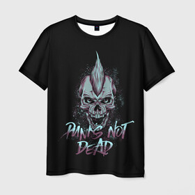 Мужская футболка 3D с принтом PUNKS NOT DEAD в Кировске, 100% полиэфир | прямой крой, круглый вырез горловины, длина до линии бедер | anarchy | dead | musick | punk | rock | skull | анархия | музыка | панк | рок | череп