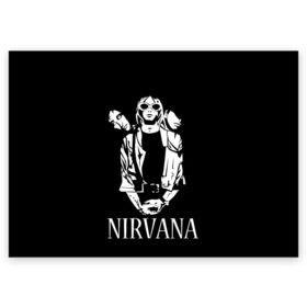 Поздравительная открытка с принтом NIRVANA в Кировске, 100% бумага | плотность бумаги 280 г/м2, матовая, на обратной стороне линовка и место для марки
 | Тематика изображения на принте: grange | kobain | kurt | music | nirvana | punk | rock | usa | гранж | кобэйн | курт | нирвана | панк | рок
