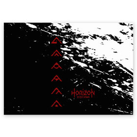 Поздравительная открытка с принтом HORIZON в Кировске, 100% бумага | плотность бумаги 280 г/м2, матовая, на обратной стороне линовка и место для марки
 | gameplay | games | horizon | horizon zero dawn | ps4 | зеро давн | игры | надпись