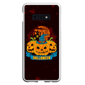 Чехол для Samsung S10E с принтом Halloween в Кировске, Силикон | Область печати: задняя сторона чехла, без боковых панелей | 31 октября | halloween | halowen | ведьма | день всех святых | джек | костюм | кровь | лого | монстр | надпись | праздник | приведение | призрак | светильник | символ | страшная | тыква | ужасы | хеллоуин | хеллуин