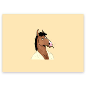 Поздравительная открытка с принтом Конь БоДжек в Кировске, 100% бумага | плотность бумаги 280 г/м2, матовая, на обратной стороне линовка и место для марки
 | bojack horseman | бо | бо джек | говорящий конь | джек | диана | кентавр | кони | конь | конь бо джек | мистер подхвост | мульт | мультфильм | тодд