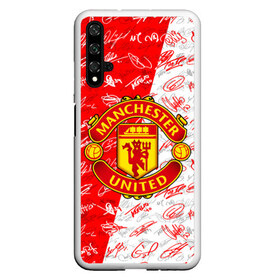 Чехол для Honor 20 с принтом MANCHESTER UNITED АВТОГРАФЫ в Кировске, Силикон | Область печати: задняя сторона чехла, без боковых панелей | Тематика изображения на принте: football | manchester united | англия. | кристал пэлас | манчестер | манчестер сити | манчестер юнайтед | футбол