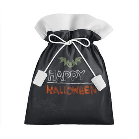 Подарочный 3D мешок с принтом Bat and Happy Hallowen в Кировске, 100% полиэстер | Размер: 29*39 см | bat | halloween | hallowen | halowen | helloween | pumpkin | день всех святых | летучая мышь | тыква | халовен | халовин | хеллуин