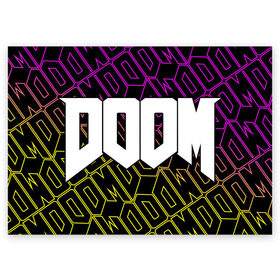 Поздравительная открытка с принтом DOOM / ДУМ в Кировске, 100% бумага | плотность бумаги 280 г/м2, матовая, на обратной стороне линовка и место для марки
 | bfg | brutal | doom | eternal | ethernal | game | games | logo | дум | игра | игры | лого | логотип | логотипы | символ | символы | этернал