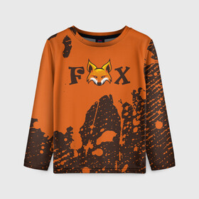 Детский лонгслив 3D с принтом FOX в Кировске, 100% полиэстер | длинные рукава, круглый вырез горловины, полуприлегающий силуэт
 | animals | fox | foxes | foxy | ginger | животные | лис | лиса | лисенок | лисий | лисица | лисицы | лисичка | лисички | лисы | лисята | оранжевый