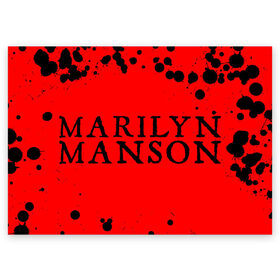 Поздравительная открытка с принтом MARILYN MANSON / М. МЭНСОН в Кировске, 100% бумага | плотность бумаги 280 г/м2, матовая, на обратной стороне линовка и место для марки
 | 