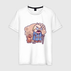 Мужская футболка хлопок с принтом Сердитый дедуля в Кировске, 100% хлопок | прямой крой, круглый вырез горловины, длина до линии бедер, слегка спущенное плечо. | 
